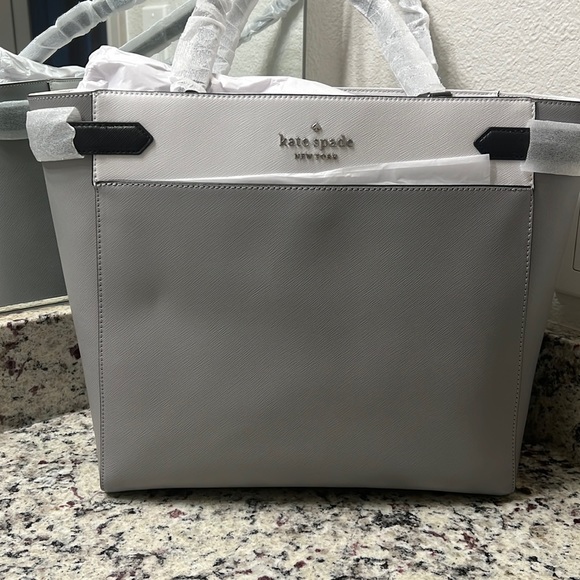 kate spade Bags Nwt Kate Spade Large Laptop Bag Gray White With